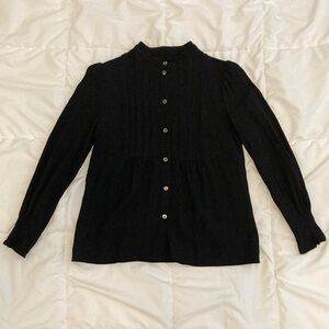 A.P.C. Blouse With Pleated Front and Wrists Black Size 34 (XS)